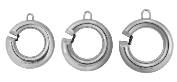 three ULTRA anchor rings made from stainless steel side view
