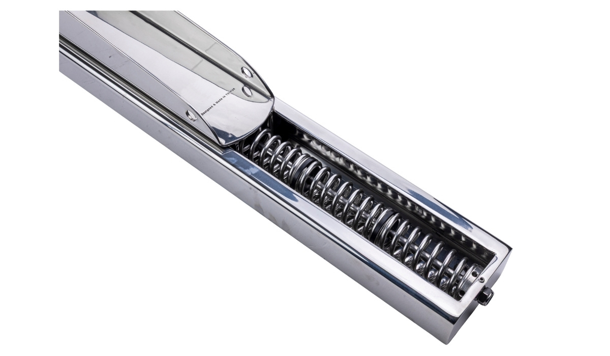 ULTRA sliding bow roller detail view of the metal sping on white background