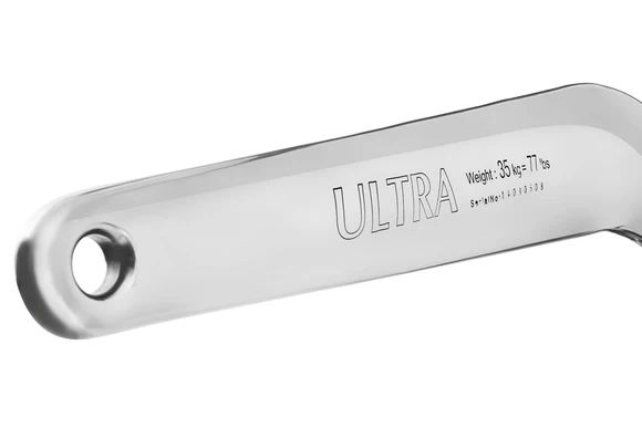 detail of polished stainless steel ULTRA Anchor for secure marine anchoring