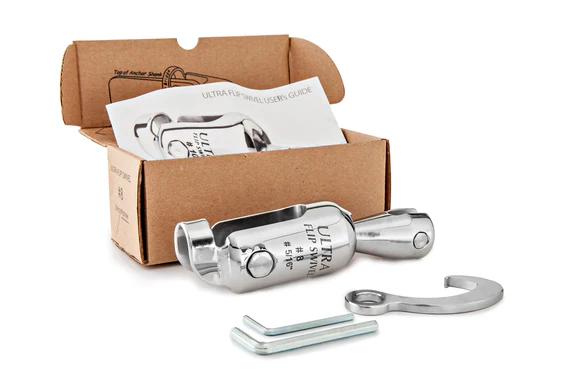 cardboard packaging of the ULTRA flip swivel made from stainless steel